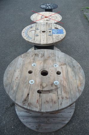 Kabeltrommel, Leertrommel, Holz Spule, Bar, Tisch, Holztisch, Gartentisch, Leer Trommel, Vintage Bild 4