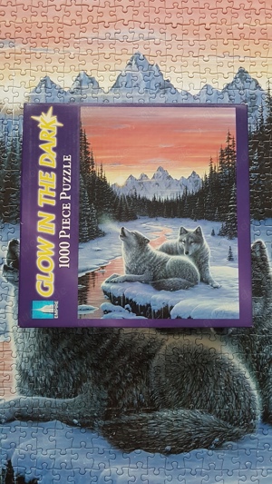 1000 Teile Wölfe im Schnee in der Abenddämerung aus USA Puzzle Makers Winter's Dawn