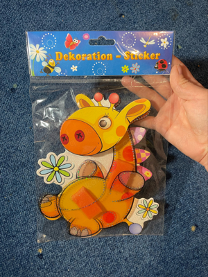 Deko-Sticker, 3D-Sticker, Giraffe mit Glitzer, Neu