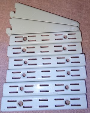 D Spur Regale Doppelschlitz  8 Teile Stahl weis =Wandschiene 6 Stk 17x2,2   16,5 Ablagehalterung 2 S Bild 9