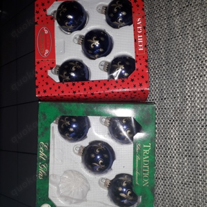 Weihnachtskugeln dunkelblau 9 Stück mit Motiv 