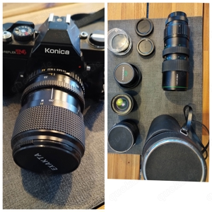 Konica Autoreflex 4 Konvolut mit 3 Objektiven