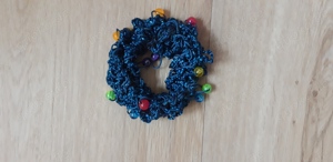 blauer Haargummi mit bunten Perlen y2k Vintage 