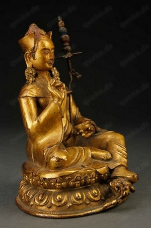 Chinese Tibet Bronze Gilt Buddha Lama Feuervergoldeter Buddha