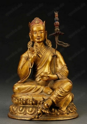 Chinese Tibet Bronze Gilt Buddha Lama Feuervergoldeter Buddha