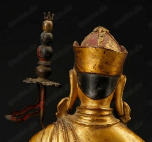 Chinese Tibet Bronze Gilt Buddha Lama Feuervergoldeter Buddha Bild 3
