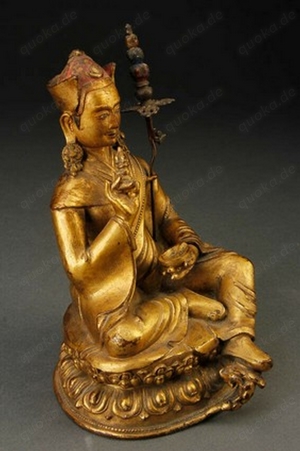 Chinese Tibet Bronze Gilt Buddha Lama Feuervergoldeter Buddha Bild 4