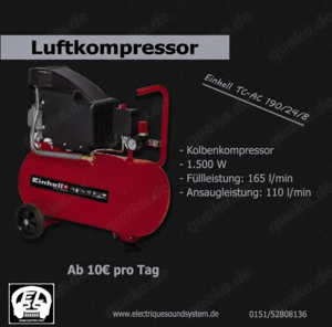 VERMIETUNG] Einhell Luftkompressor, Luftpumpe, Garten, Sport, Handwerk