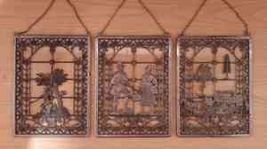 Zinn-Fensterbilder ; mit Glasscheibe