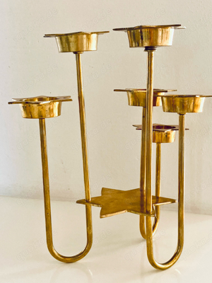 2 Kerzenhalter Teelicht Stern Messing Weihnachten