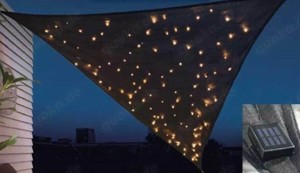 Großer Sonnensegel mit LED-Solarbeleuchtung Dreieck 325x325x3m