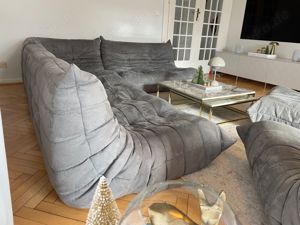 Ligne Roset Togo Couch Komplettset 3, 2, 1, Ecke, Hocker grau Microfaser Sessel Bild 6