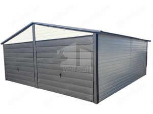 Blechgarage 6m x 6m 2x Schwingtor Doppelgarage Metallgarage Satteldach Garagenbau ID449