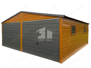  Blechgarage 6m x 6m Doppelgarage Fertiggarage Transport + Aufbau Hohe Qualität ID203