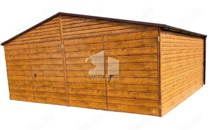 Blechgarage 6x5m Garage mit Schwingtor Doppelgarage Satteldach Holzoptik Hohe Qualität ID93