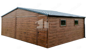 Blechgarage 7x6m Doppelgarage Garage mit Satteldach Schwingtor Holzoptik Individuelle Projekte  ID96