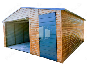 Blechgarage 5x5m Metallgarage WerkzeugschuppenHolzoptik Anthrazit Hohe Qualität ID107 