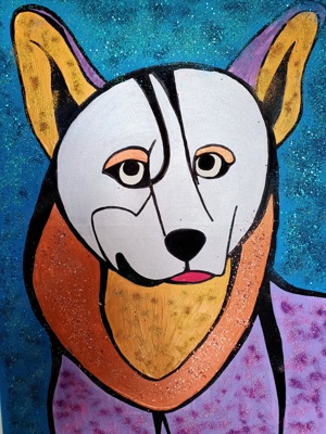 Leinwandbild Acryl mit Glitter Hund Shiba Bild 2