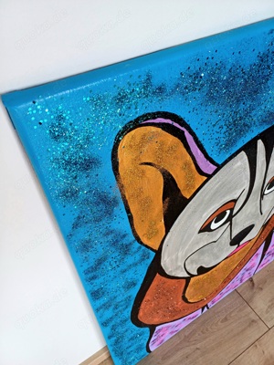 Leinwandbild Acryl mit Glitter Hund Shiba Bild 3