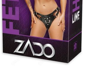 ZADO Leder Hüftgurt S M Dildo Strap-On Black Metall Leder Schwarz Unisex