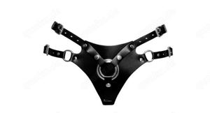 ZADO Leder Hüftgurt S M Dildo Strap-On Black Metall Leder Schwarz Unisex Bild 2