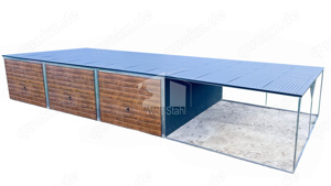 Blechgarage 9x6m Carport und Garage Fertiggarage Holzoptik Garage nach Maß GP226