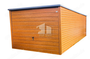  Blechgarage 3x5m Metallgarage Fertiggarage Werkzeugschuppen Holzoptik Transport + Aufbau ID85 