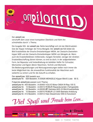 - annoligno 926 Mengele Anhänger Kipper Kippanhänger MEDK   MZK - MZDK Bild-Ersatzteilliste Bild 2