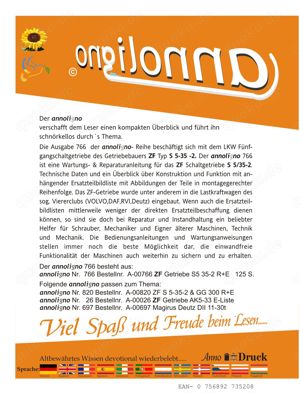 - annoligno 766 ZF Getriebe S5-35-2 für LKW + Zugmaschinen Reparaturanleitung + Bild-Ersatzteilliste Bild 2