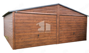  Blechgarage 6x5m Fertiggarage Stahlgarage Doppelgarage Holzoptik  Transport + Aufbau gratis ID78