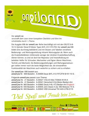 annoligno 698 Deutz V-Motor B FL 413 F FW FC 6-12 Zylinder Bedienungsanleitung + Wartungsanleitung Bild 2