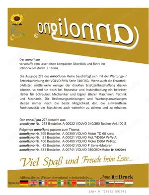 annoligno 273 VOLVO PKW Typ 340   360 Bedienungsanleitung + Wartungsanleitung Bild 2