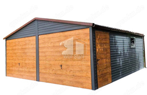  Blechgarage 6x5,5m Holzoptik Fertiggarage Stahlgarage Individuelle Projekte ID110 