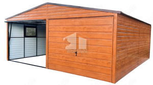  Blechgarage 6x5,5m Fertiggarage Schwingtor Holzoptik Lieferung und Montage kostenlos ID111