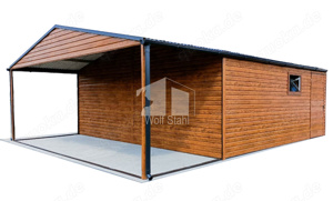 Blechgarage 6x5m Gartenschuppen Metallgarage Holzoptik Transport + Aufbau gratis ID116