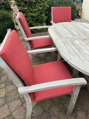 Garpa Eaton 6 Stühle mit Lehne und Sitzkissen rot + Tisch Norfol Bild 7