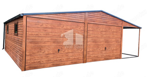 Blechgarage 6x6m Stahlgarage Doppelgarage Holzoptik Garage nach Maß ID137