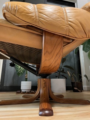 Danish Eames Inspired Leather Recliner Lounge Chair w Ottoman for Stouby Bild 5