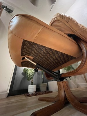 Danish Eames Inspired Leather Recliner Lounge Chair w Ottoman for Stouby Bild 3