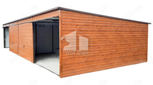 Blechgarage 12x6m Garage mit Schwingtor Holzoptik Garage nach Maß Individuelle ProjekteID172