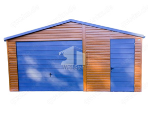 Blechgarage 5x6m Metallgarage Fertiggarage Metalldachziegel Holzoptik Individuelle Projekte ID206