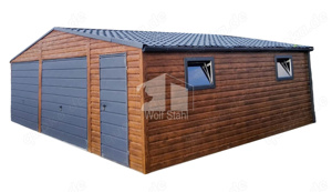 Blechgarage 8x7m Doppelgarage Fertiggarage  Metalldachziegel Holzoptik Hohe Qualität ID271