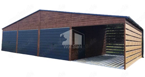  Blechgarage 9x5m Fertiggarage Doppelgarage Carport und Garage Holzoptik Individuelle Projekte ID388