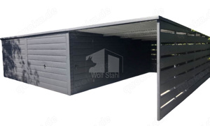  Blechgarage 6x6m Metallgarage Fertiggarage Carport und Garage Transport + Aufbau gratis ID423