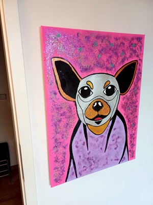 Leinwandbild Acryl mit Glitter Hund Chihuahua Bild 2