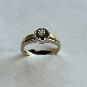 Ring mit Diamant, Gelbgold 14K, Durchmesser 16,6mm