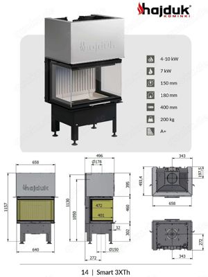 Kamin Bausatz BRILLIANT Anthrazit + Smart 3XTh 7KW Panorama U Kamin 3seitig Neu Hajduk LDF-Kamine Bild 4