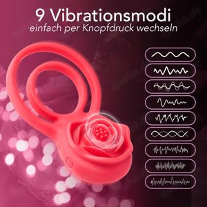 Penisring mit Vibration und Clitoris-Stimulation von Rosenquarz - NEU Bild 3