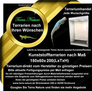Forex Terrarium Kunststoffterrarium 150x60x200cm(LxTxH)