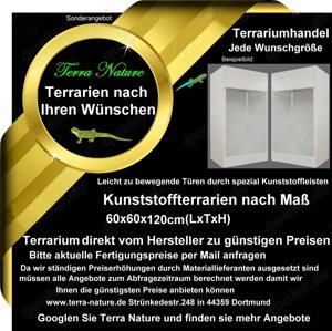 Forex Terrarium Kunststoffterrarium 60x60x120cm(LxTxH)